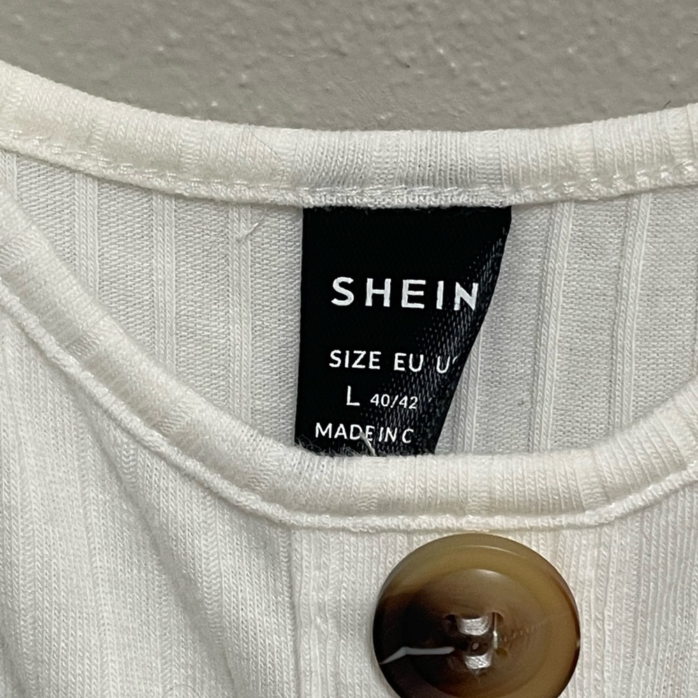 SHEIN White and Blue Striped Button romper - Picture 5 of 7